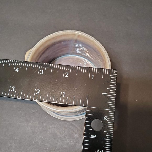 Edgecomb Potters Studio Pottery Bowl, Handmade Side Handle Dish, Beige Purple - Picture 7 of 8